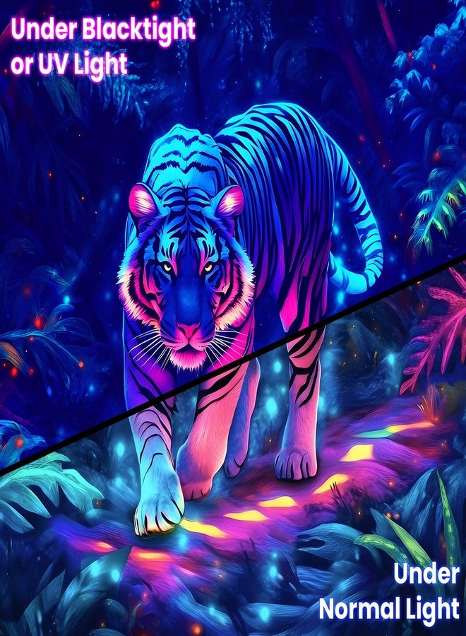 BVBOX Blacklight Animal Tiger Tapestry 59"x51", Iridescent Jungle Tiger Tapestry Glow In The Dark, UV Reactive Black Light Upright Posters Wall Hanging for Bedroom Dorm Living Room Backdrop Decor - Image 5